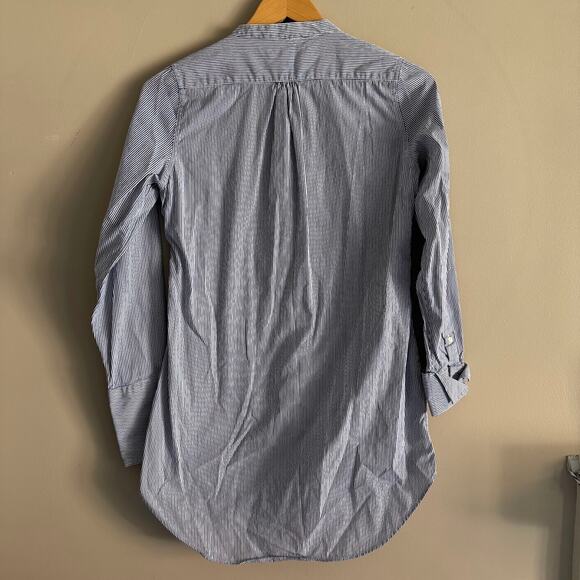 Ann Mashburn Blue and White Striped Bib Front Button Down Tunic XS - Picture 5 of 5